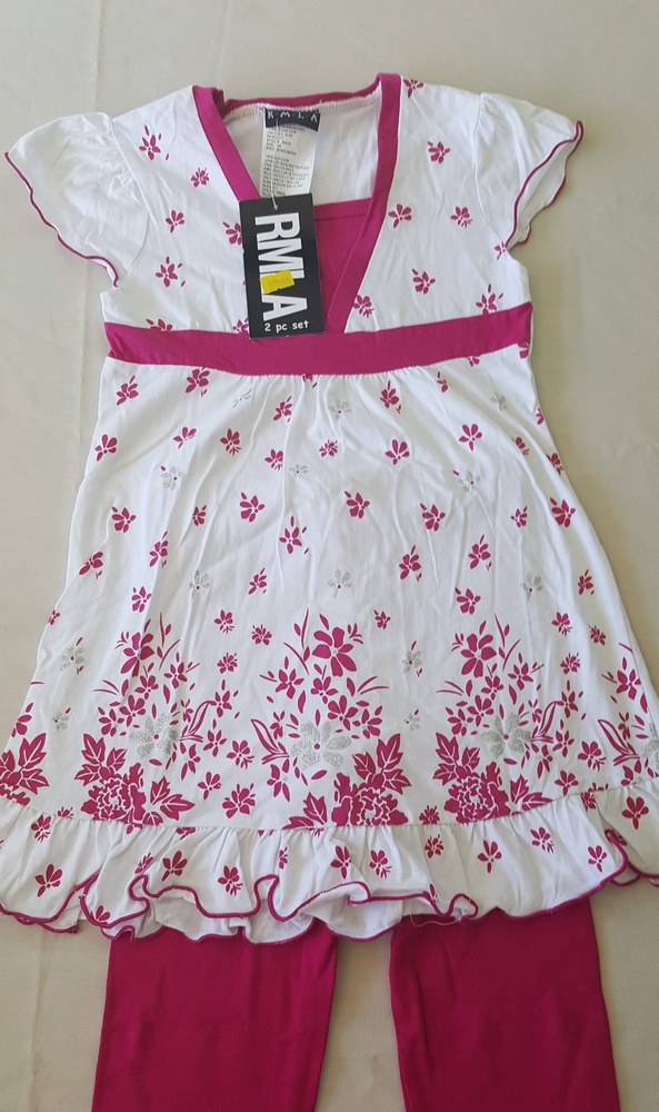 Girls size 6x Top with Leggings Pink White